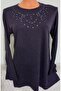 Er Clothing Winter Cotton Combed Blouse Long Sleeve Crew Neck Stone Purple - 4