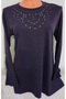 Er Clothing Winter Cotton Combed Blouse Long Sleeve Crew Neck Stone Purple - 5