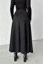 Woman's black midi length suede skirt - 6