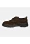 Men's Brown Lace-Up Nubuck Leather Shoes - 3