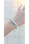 White & Blue & Gold Sand Bead Embroidery Knitting Model Handmade Design Bracelet - 3