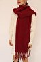 Premium Unisex Buklet Soft Textured Tasseled Women's Scarf Shawl Shoulder Wrap Red - 4