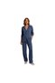 Women's Indigo Cotton Wrinkle Suit Shirt and Wide-Leg Pants with Elastic Waist