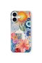 iPhone 16 Plus Compatible Transparent Phone Case with Sunflowers and Evil Eye Pattern