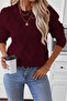 Women's Burgundy Knitwear Sweater Round Neck Long Sleeve Knitted Patterned Modern Winter - 4