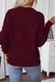 Women's Burgundy Knitwear Sweater Round Neck Long Sleeve Knitted Patterned Modern Winter - 6