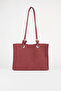 Women's Burgundy Bouquet 3-Compartment Suede Medium Size Lined Snap Closure Hand and Shoulder Bag