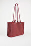 Women's Burgundy Bouquet 3-Compartment Suede Medium Size Lined Snap Closure Hand and Shoulder Bag - 2
