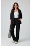 Women's Black Set Hooded Zippered Jacket and Palazzo Pants with Stripes on the Front