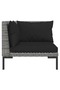 3 Piece Garden Lounge Set Dark Grey Half Round Poly Rattan - 5