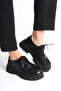 Women's Thick Sole Lace-Up Oxford Shoes 4060 Black - 3