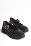 Women's Ballerina Thick Sole Casual Shoes 4061 Black Patent Leather - 4