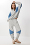Block Denim Top and Bottom Set Lfg0168 Gray Melange - 3