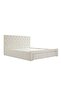 Bacia 180x200 King Bed with 2 Front Drawers - Beige Fabric Upholstery - 2-Year Warranty - 3