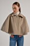 Women's Beige Lined Cashmere Poncho 30048