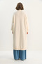 Women's Cream Shawl Collar Soft Textured Bearded Long Knitwear Soft Cardigan Th251015 60283574 - 7