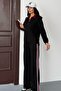 Women's Zippered Collar Back Striped Detail Sporty Stylish Modal Set - 2