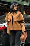 Brown Trench Coat Style Cape Jacket – Velvet Detail Coat 7076-08