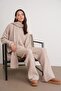 6970 Women's Braided Scarf Bottom-Top Knitwear Set Beige