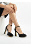 Black Satin Ankle-Tied Platform Chunky Heel Stiletto Evening Dress Shoes 11.5cm