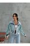 Heksagon Art Printed Kot Crop Jeanolog Jacket - 8
