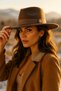 Bitter Brown Wide Brim Panama Fedora Hat - High Quality and Stylish Accessory Spk1145