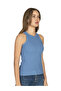 Cotton Corded Fabric Ribbed Knit Very Flexible Comfortable Halter Neck Wide Piped Knitted Tank Top Crop - Outer Wear - 4