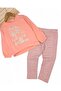 Girl's Heart Printed Tights, Transitional , 2-10 Years Old Sweatshirt Bottom Top Tights Set - 2