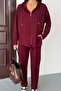 Women's Asymmetrical Cut Hooded Pocket Detailed Comfortable Modal Set - 2