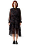 Women's Chiffon Skater Midi Dress Shawl Patterned Halter Neck Long Sleeve Woven Elegance Quality - 3