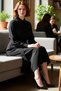 Black Woven Belt Detailed Midi Length Shirt Dress for Women a Stylish and Comfortable Choice Quality - 2