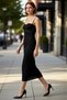 Women's Stylish Bodycon Midi Dress Thin Straps Sweetheart Neckline Lace Detail Lined Special Occasion Dress