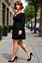 Women's Double-Breasted V-Neck Belted Low Sleeve a Line Mini Woven Dress Spring Autumn Elegance