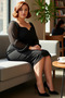 Women's Plus Size Bodycon Midi V-Neck Long Sleeve Woven Crepe Stylish Dress Spring Autumn Special - 2