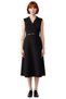 Women's Black Midi Skater Dress with Belted Jacket Collar Design Is a Stylish and Modern One Suitable for Business Environments - 3