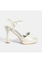 Women's White Adjustable Buckle Heeled Bridal Shoes - 2