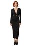 Women's Bodycon Fashion Forward V-Neck Long Sleeve Belted Midi Knitted Stylish Evening Party Dress Good Quality - 3