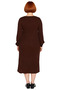 Women's Corded Fabric Bodycon Midi Knitwear Dress Long Sleeve Square Neck Button Detail Slit Quality - 4