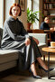 Women's Smoked Comfortable Fit Maxi Size Zippered Mock Neck Plain Pattern Long Sleeve Knitwear Dress Good Quality - 2