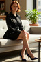 Women's Brown Corset Detailed Poplin Shirt Dress Stylish Short Mini Evening Dress Design Good Quality - 2