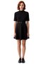 Women's Mock Neck Short Sleeve Belted Skater Dress Casual Stylish Polyester Scuba Crepe Mini Design - 3