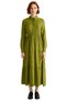 Women's Khaki Shirt Collar Long Sleeve Maxi Length Skater Dress Jacquard Woven Floral Pattern Viscose - 3