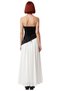 Women's Black and White Color Block Strapless Scarf Detailed Maxi Skater Evening Dress Summer Elegance - 4