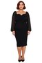 Women's Plus Size Bodycon Midi V-Neck Long Sleeve Woven Crepe Stylish Dress Spring Autumn Special - 3