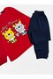 Girl's 100% Cotton Red Best Friend Teddy Bear Patterned Long Sleeve Winter Pajama Set - 4