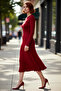 Acrylic Knitwear Midi Dress for Women Crew Neck Long Sleeve Solid Pattern Casual Stylish Design