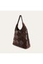 Women's Brown Blocky Leather Look Shoulder Bag - 2