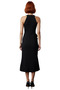 Women's Black Halter Neck Flared Midi Evening Dress Body-Hugging Fish Cut Reflects Elegance - 4
