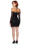 Women's Polka Dot Tulle Bodycon Mini Dress Carmen Neckline Long Sleeves Draped for Stylish Evening Events - 4