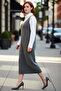 Women's Gray Shift Knitwear Jile Midi Dress V-Neck Plain Textured Comfortable Spring Autumn Quality